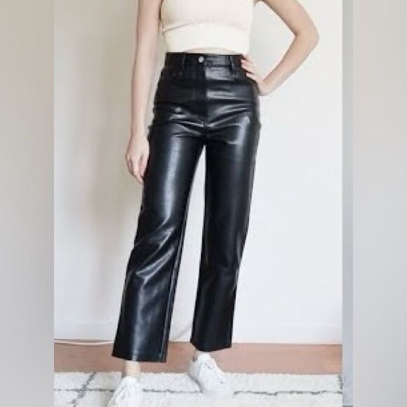 Aritzia Pants - Aritzia Wilfred The Melina Cropped Vegan Leather Pants Black 2